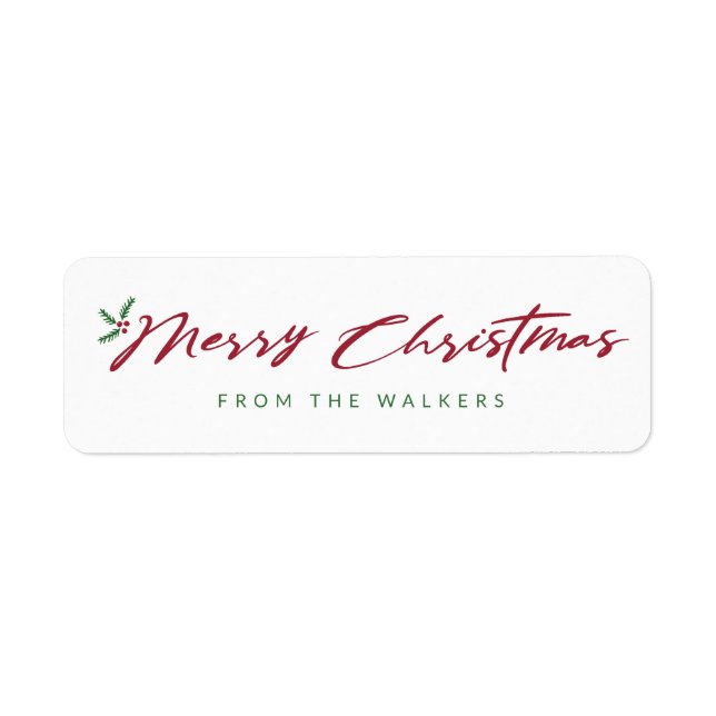 Merry Christmas script with pine & berries design (Front)