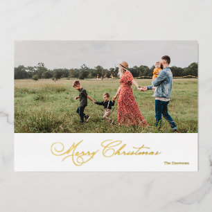 Merry Christmas Scripted Elegance Foil Holiday Card