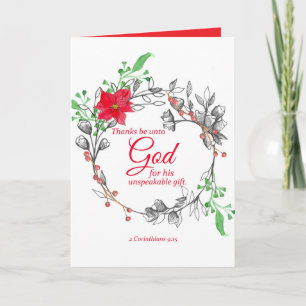 Merry Christmas Scripture Corinthians Poinsettia Card