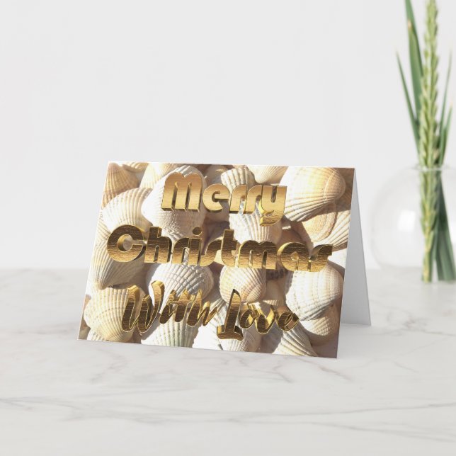 Merry Christmas Sea Shells Summer Tropical Beach Holiday Card (Front)