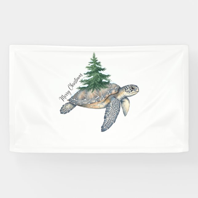 Merry Christmas Sea Turtle Banner (Horizontal)