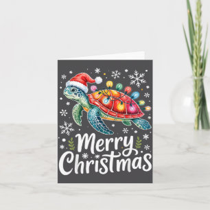 Merry Christmas Sea Turtle Christmas Lights Santa Card