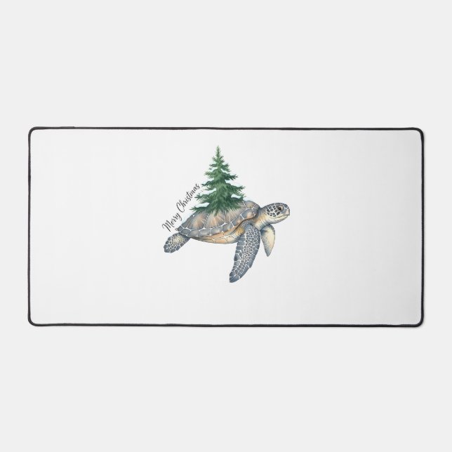 Merry Christmas Sea Turtle Desk Mat (Front)
