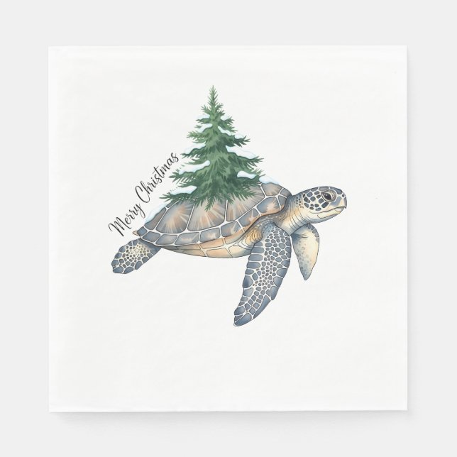 Merry Christmas Sea Turtle Napkin (Front)