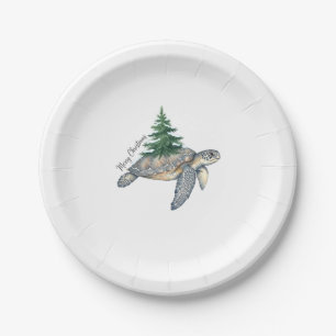 Merry Christmas Sea Turtle Paper Plate