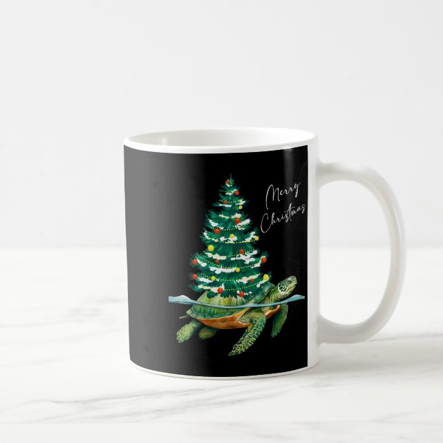 Merry Christmas Sea Turtle Xmas Tree Lights Pjs Me Coffee Mug (Right)