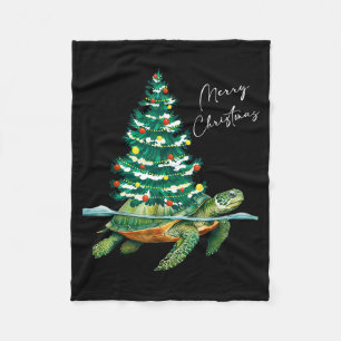 Merry Christmas Sea Turtle Xmas Tree Lights Pjs Me Fleece Blanket