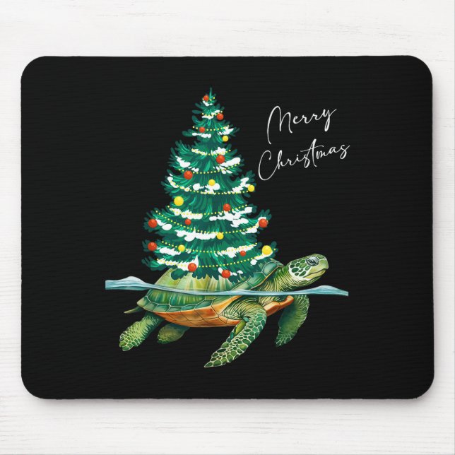 Merry Christmas Sea Turtle Xmas Tree Lights Pjs Me Mouse Mat (Front)