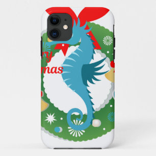 merry christmas seahorse iPhone 11 case
