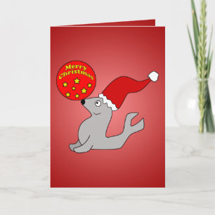 Merry Christmas Seal Greeting Card Template