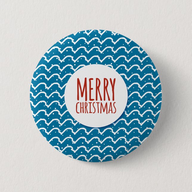 Merry Christmas Seamless Pattern Blue Texture 6 Cm Round Badge (Front)