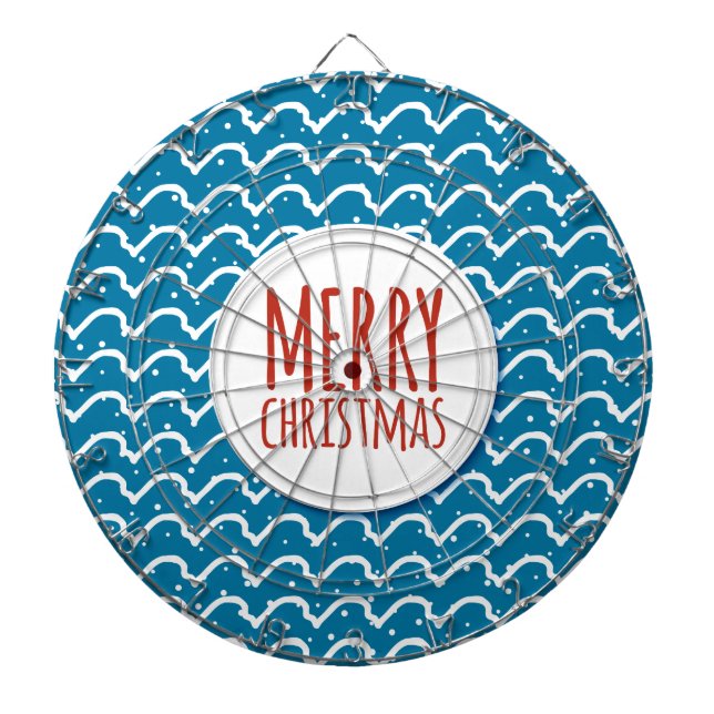 Merry Christmas Seamless Pattern Blue Texture Dartboard (Front)
