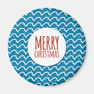 Merry Christmas Seamless Pattern Blue Texture Magnet