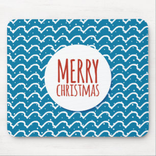Merry Christmas Seamless Pattern Blue Texture Mouse Mat