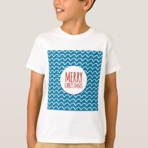 Merry Christmas Seamless Pattern Blue Texture T-Shirt