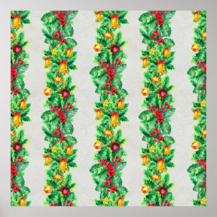 Merry Christmas seamless pattern with garlands. Wa Poster