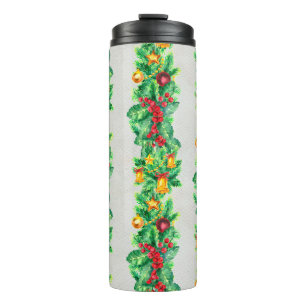 Merry Christmas seamless pattern with garlands. Wa Thermal Tumbler