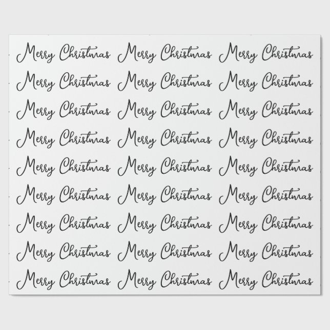 Merry Christmas Seasonal Holiday Time Handwriting Wrapping Paper (Flat)