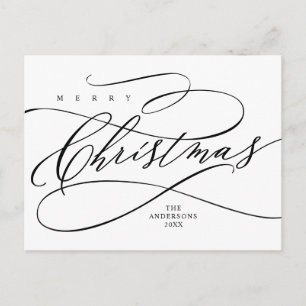 Merry Christmas, Seasons Greeting Calligraphy Postcard