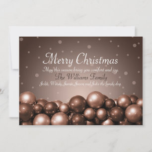 Merry Christmas Sepia Tone Ornaments Flat Card