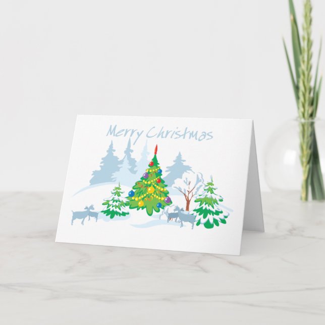 Merry Christmas Serene Goats Holiday Card (Front)