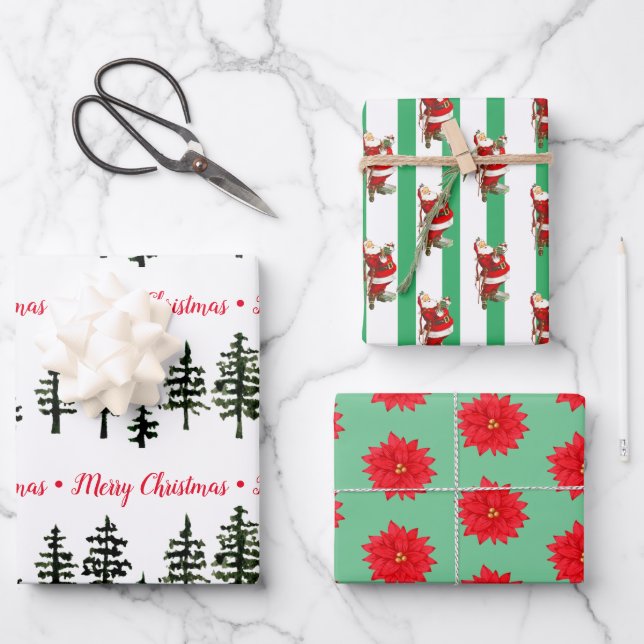 Merry Christmas Set Matte 19" x 29" Wrapping Paper Sheet (Front)