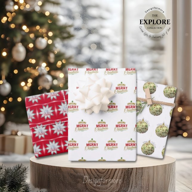 Merry Christmas Set of three Wrapping Paper Sheets (Creator Uploaded)