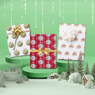Merry Christmas Set of three Wrapping Paper Sheets