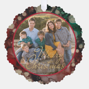 Merry Christmas Shades of Greens and Reds Template Tree Decoration Card