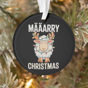 Merry Christmas Sheep Reindeer Antlers Xmas Lights Ornament