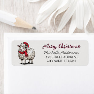 Merry Christmas Sheep Santa Return Address Label