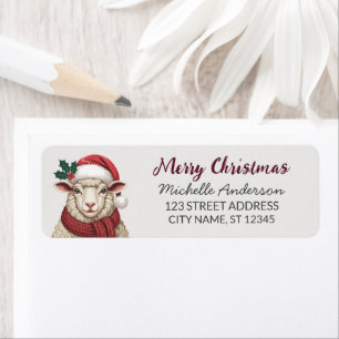 Merry Christmas Sheep Santa Return Address Label