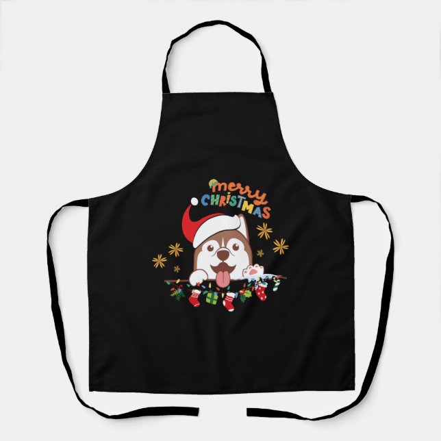 Merry Christmas Shelties Magnet   Apron (Front)