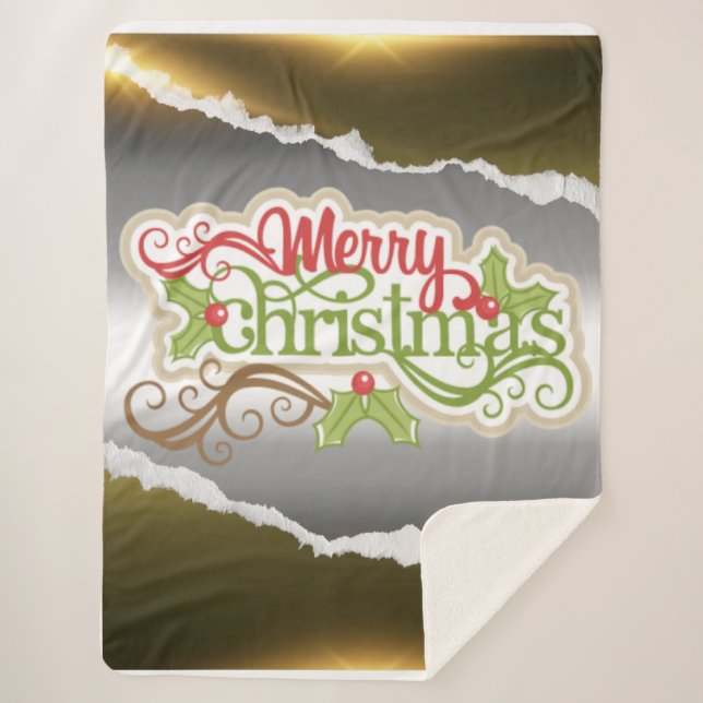 Merry Christmas  Sherpa Blanket (Front)