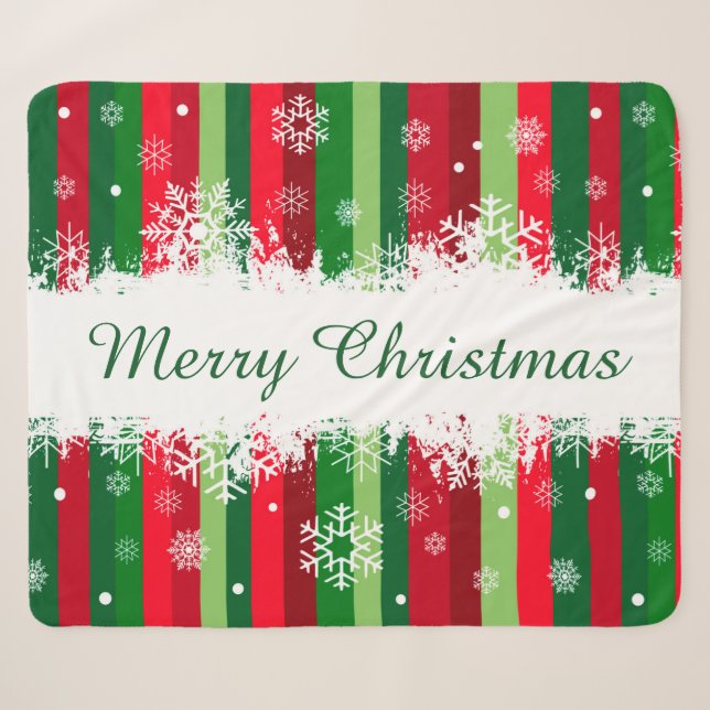 Merry Christmas Sherpa Blanket (Front (Horizontal))