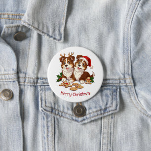 Merry Christmas Shetland Sheepdogs 7.5 Cm Round Badge