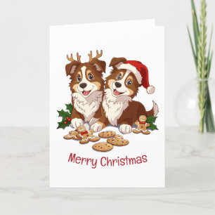 Merry Christmas Shetland Sheepdogs Holiday Card
