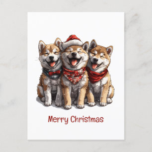 Merry Christmas Shiba Inu Dogs Postcard