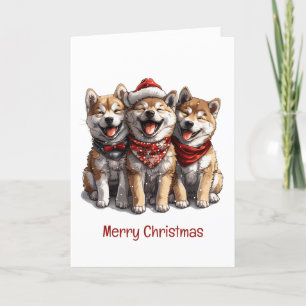Merry Christmas Shiba Inu Santa Dogs Holiday Card