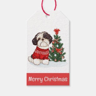 Merry Christmas Shih Tzu Dog Gift Tags