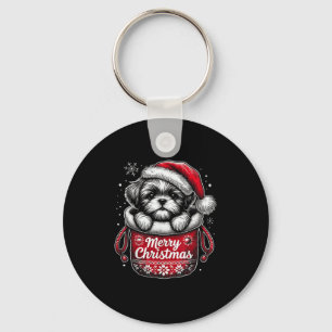 Merry Christmas Shih Tzu Graphic Tee  Key Ring
