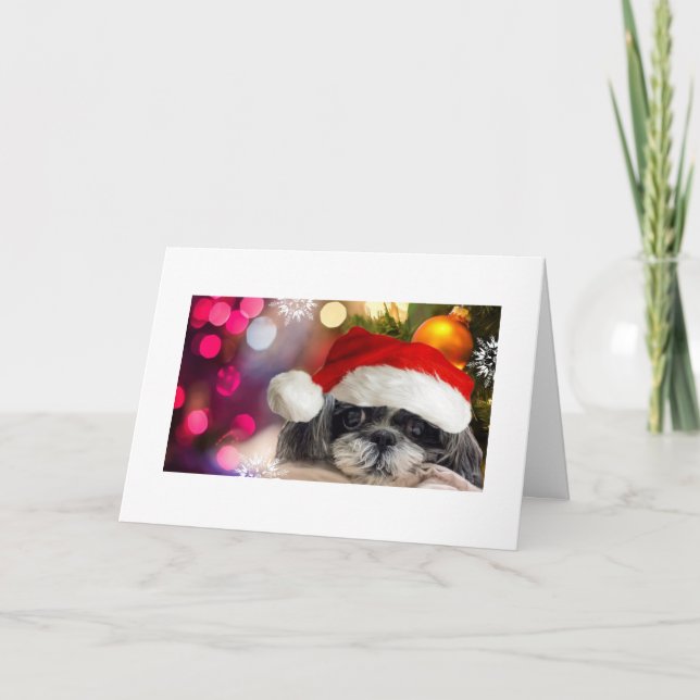 Merry Christmas Shih Tzu Greeting Card (Front)