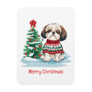 Merry Christmas Shih Tzu Santa Dog Magnet