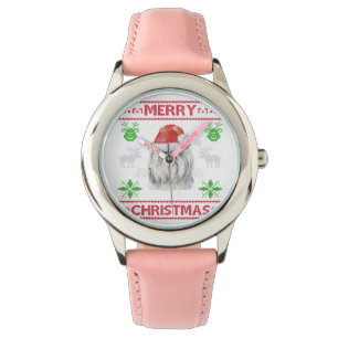 Merry Christmas Shih Tzu Ugly Sweater Santa Hat Watch