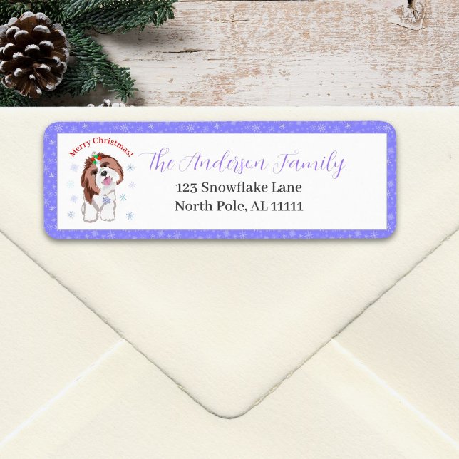 Merry Christmas Shih Tzu With Snowflake Address (Creator Uploaded)
