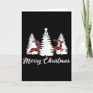 Merry Christmas Shirt For Women Buffalo Plaid Rein Card