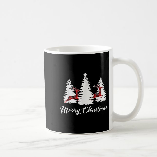 Merry Christmas Shirt For Women Buffalo Plaid Rein Coffee Mug (Right)