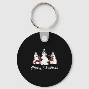 Merry Christmas Shirt For Women Buffalo Plaid Rein Key Ring