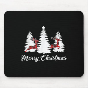 Merry Christmas Shirt For Women Buffalo Plaid Rein Mouse Mat