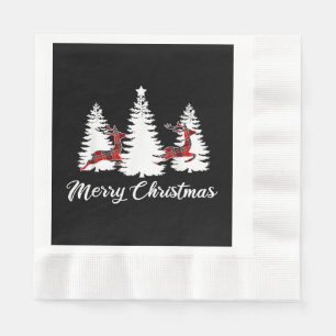 Merry Christmas Shirt for Women Buffalo Plaid Rein Napkin